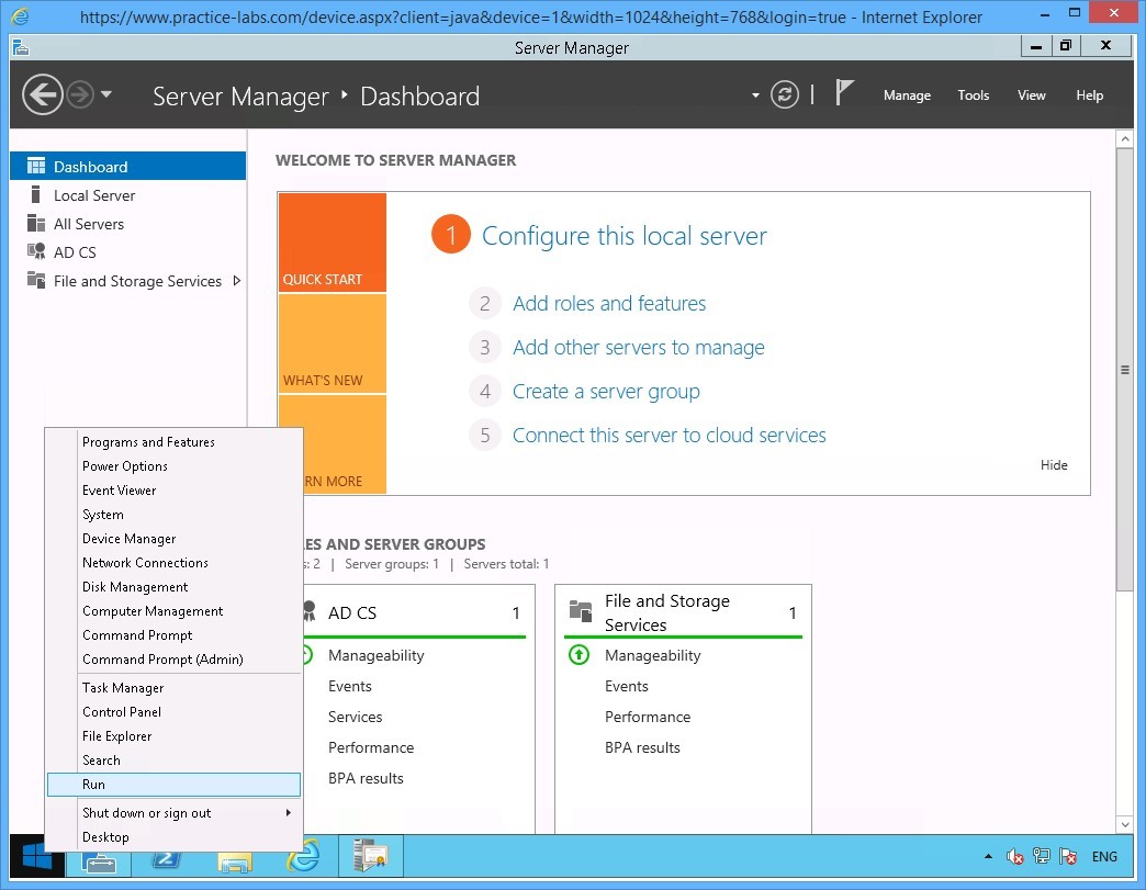 Practice Labs screenshot.